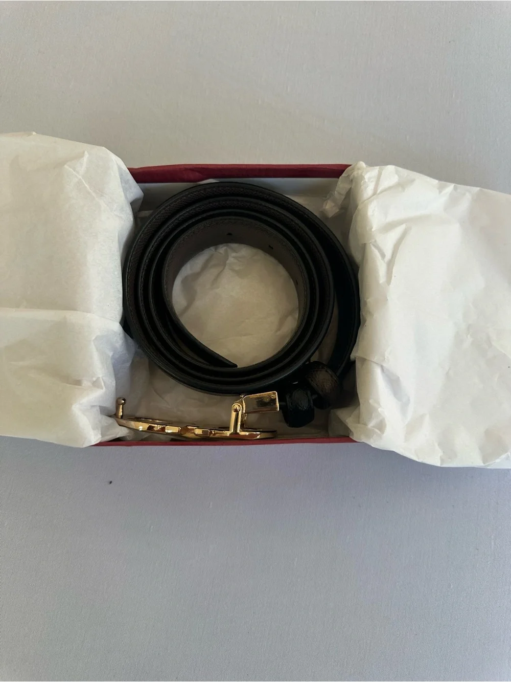 Salvatore Ferragamo Reversible Black/Brown Leather Belt Gold Gancini Buckle Sz44